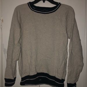 Grey Sweater w/ Navy Blue Stitching